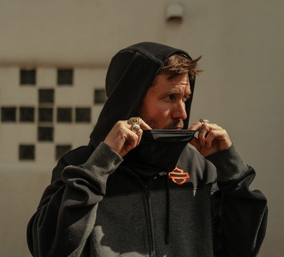 Men's H-D® TECH Gaiter Full Zip - Colorblock - Charcoal Grey Heather (B65) & Harley Black