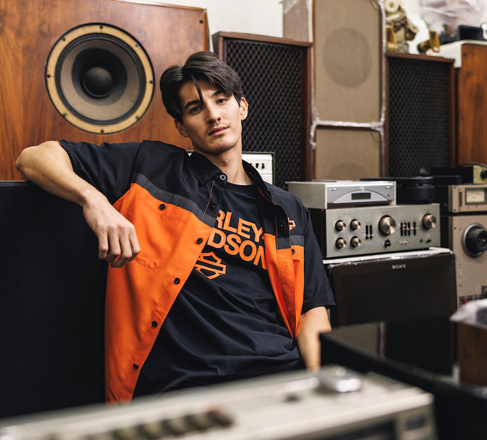 Men's H-D® TECH Coolmax® Tee - Colorblock - Harley Black & Harley Orange