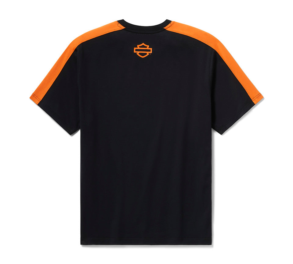 Men's H-D® TECH Coolmax® Tee - Colorblock - Harley Black & Harley Orange
