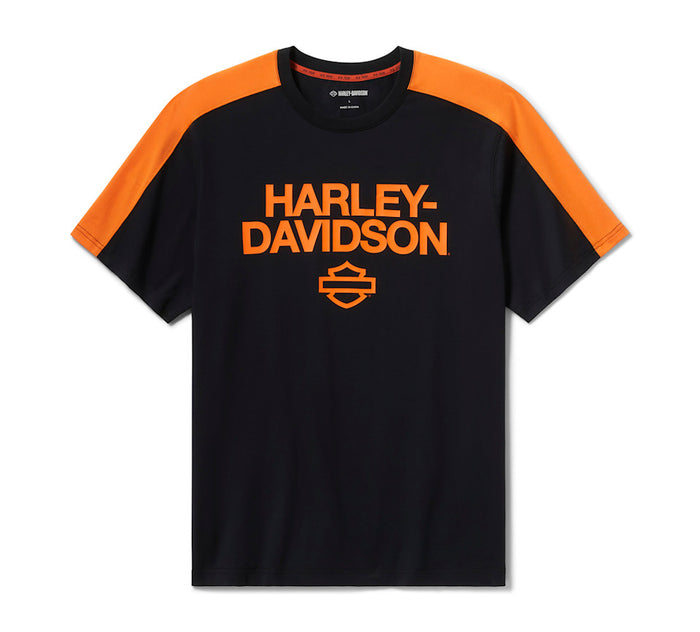 Men's H-D® TECH Coolmax® Tee - Colorblock - Harley Black & Harley Orange