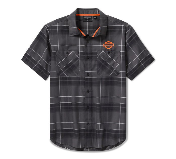 Men's H-D® TECH Coolmax® Plaid Shirt - Plaid - Asphalt & Harley Black