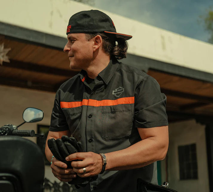 Harley-Davidson® Men's H-D® TECH Vented Shirt - Colorblock - Asphalt & Harley Black