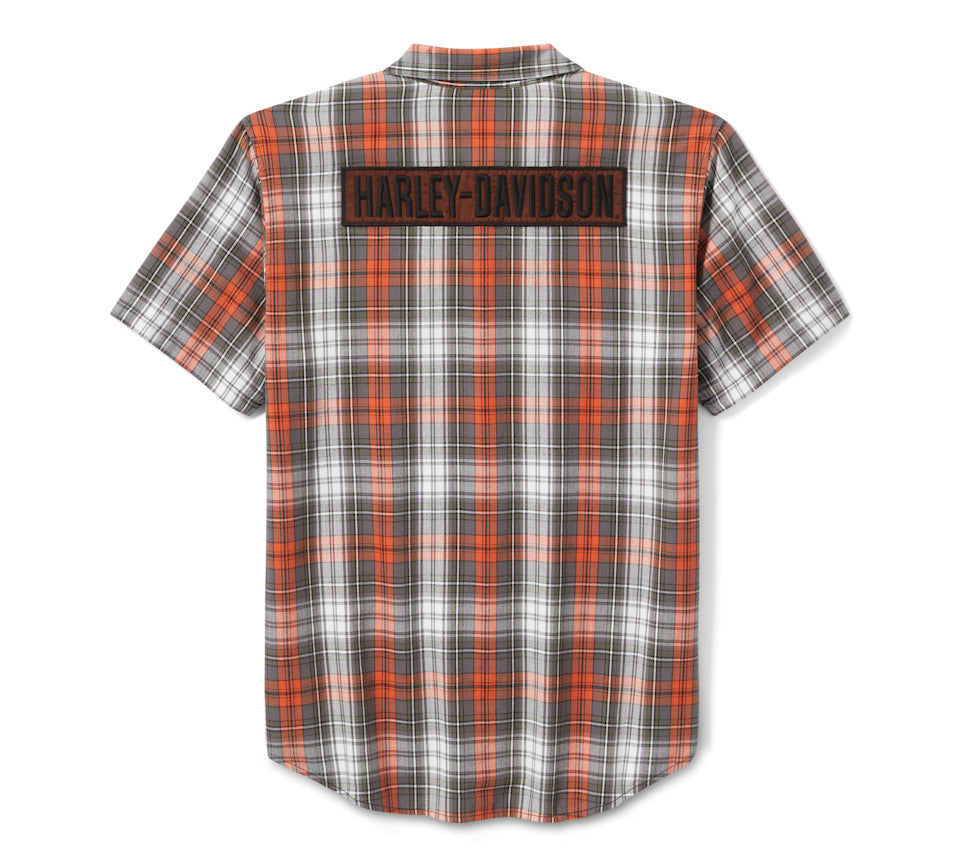 Men's Block Font Yarn Dyed Plaid Shirt - Plaid - Cloud Dancer & Cinder