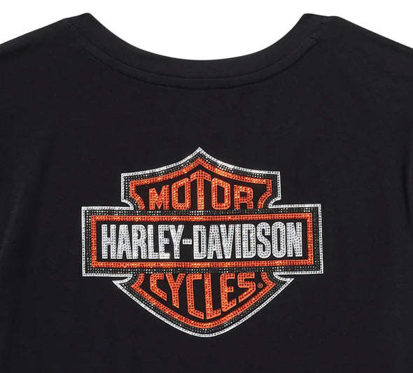 Women's Harley-Davidson Essential Bling V Neck Tee -Black