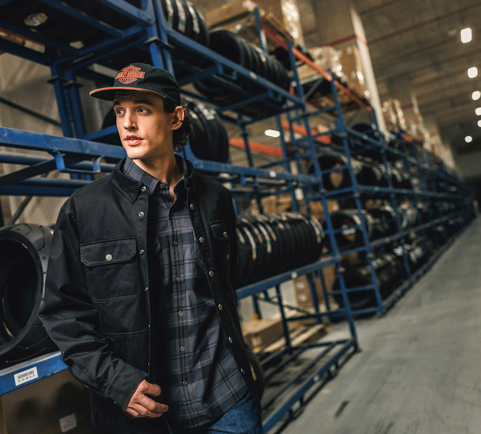 Men's Racer Font Solid Shirt Jacket