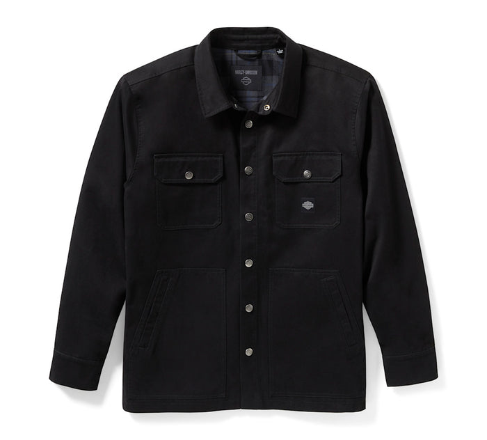 Men's Racer Font Solid Shirt Jacket