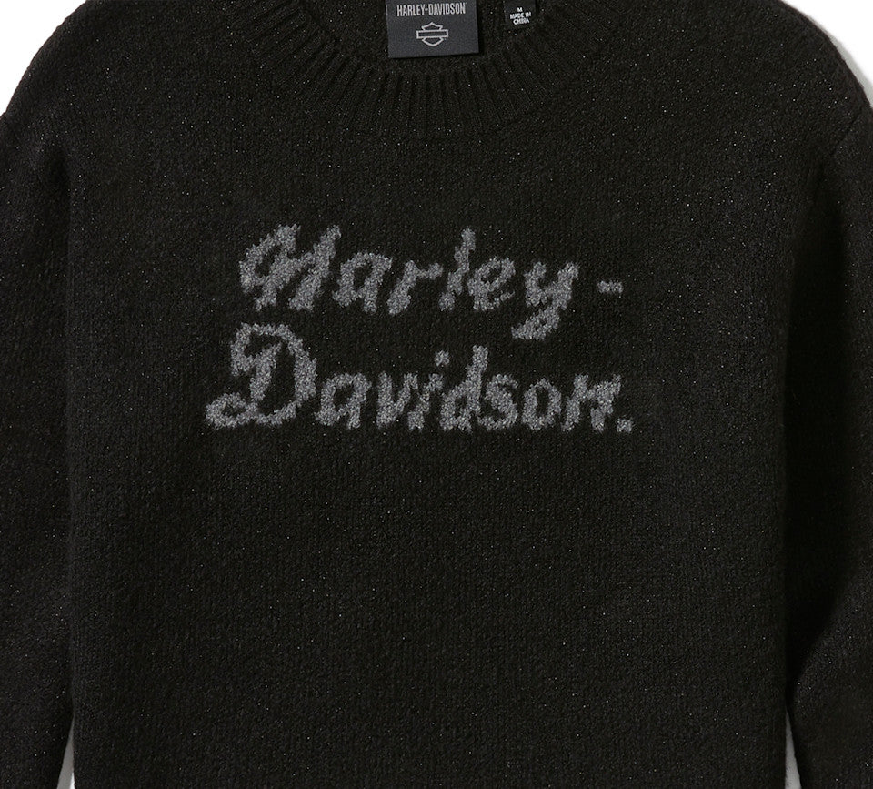 Women's Metallic Script Intarsia Sweater