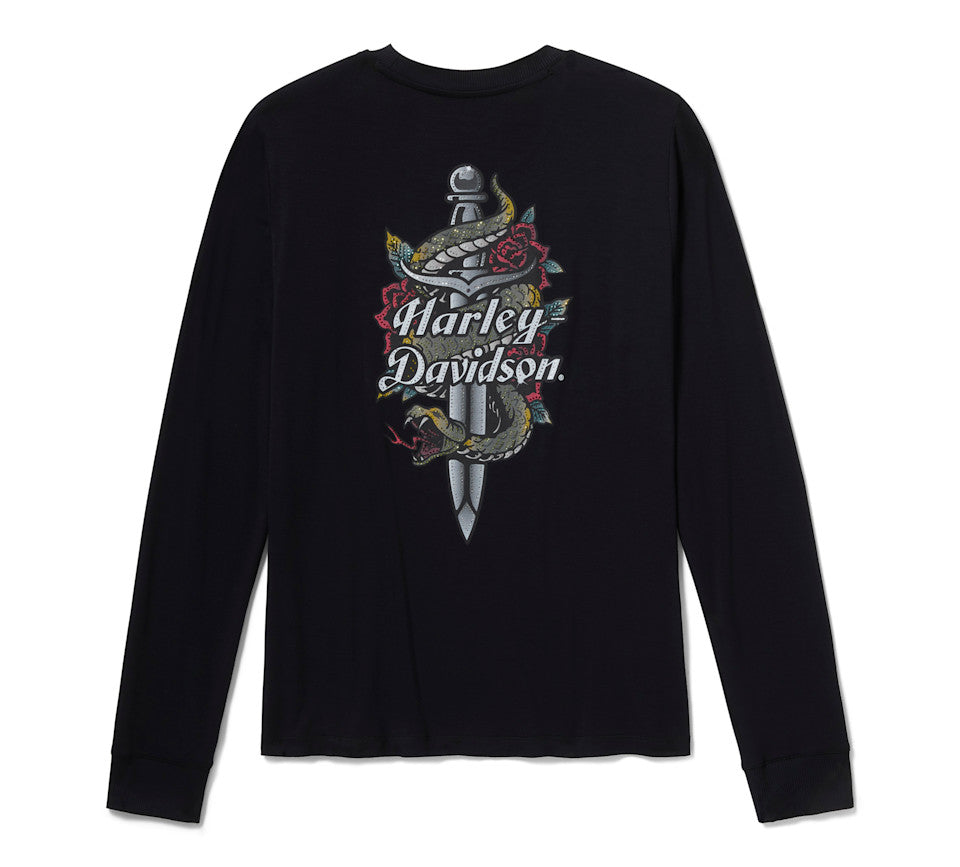 Women's Serpent Rose Bling Top - Harley Black