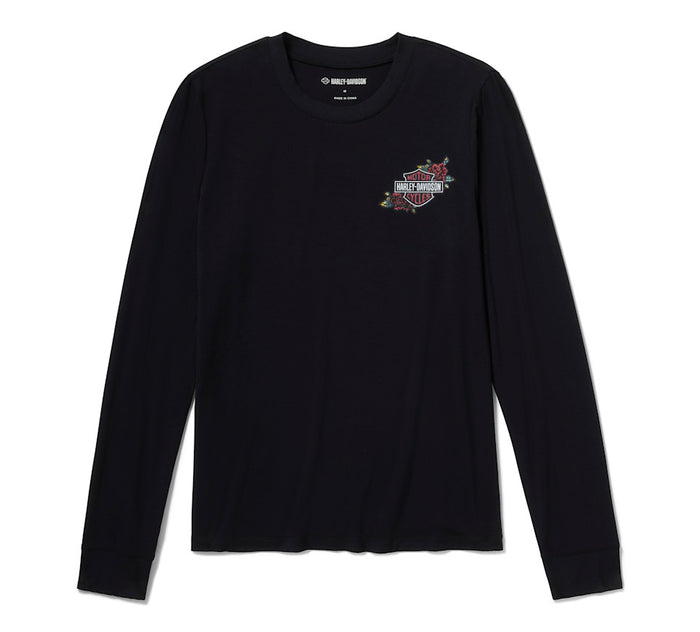 Women's Serpent Rose Bling Top - Harley Black