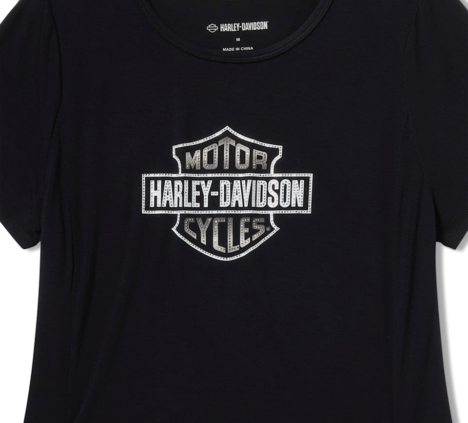Women's Beveled Bar & Shield Bling Top