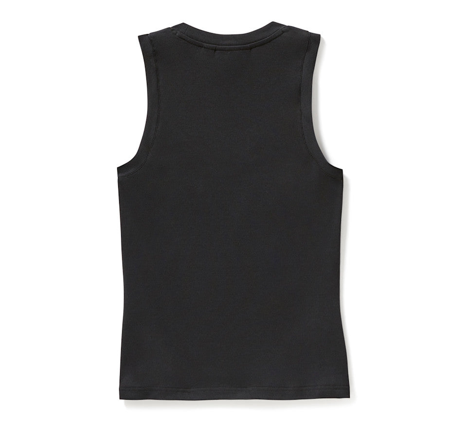 Women's Serpent Rose Bling Ribbed Tank - Harley Black