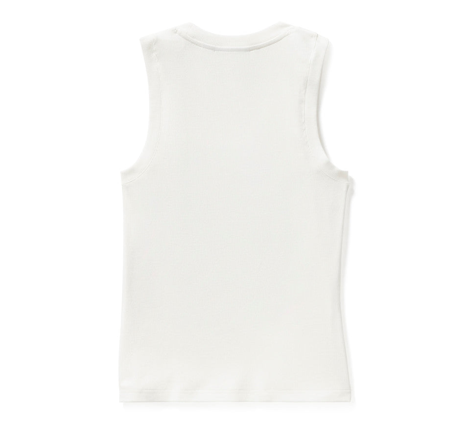 Women's Serpent Rose Bling Ribbed Tank - Cloud Dancer