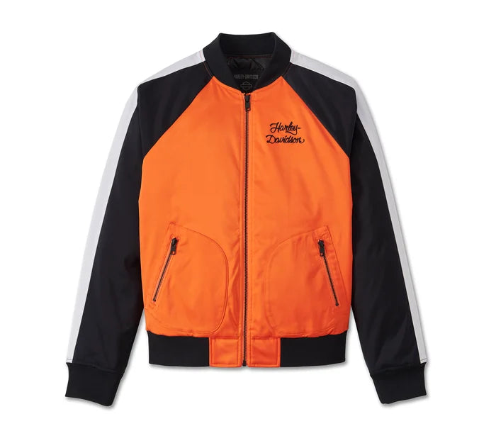 Women's Sedona Orange Satin Bomber Jacket