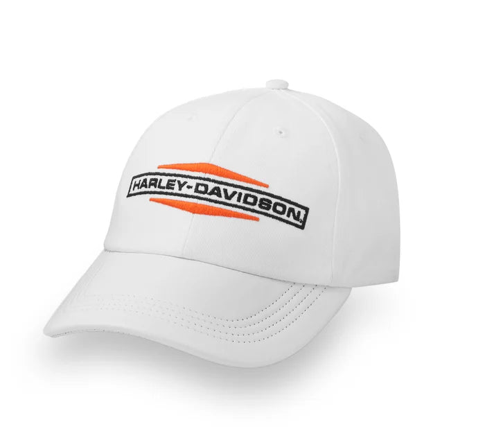Harley Davidson Stacked Bar & Shield Ponytail Cap White