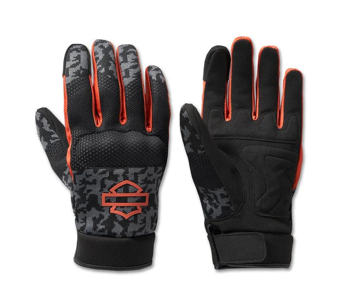 HARLEY-DAVIDSON MEN'S DYNA KNIT MESH GLOVES - CAMO - ASPHALT