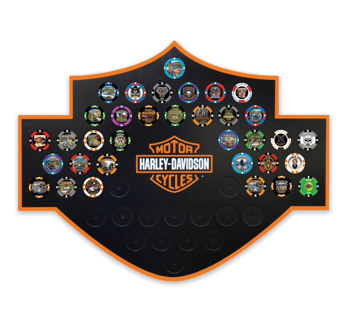 Harley-Davidson Bar & Shield Magnetic Poker Chip Display Frame 48 Count