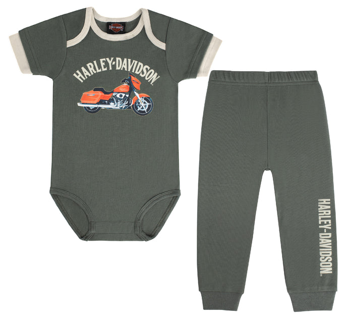 Harley-Davidson Kids' Knit Mock Doubler Creeper & Pant Set 98527-26LB