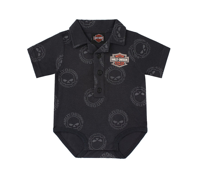 Harley-Davidson Baby Boys' Willie G Collared Creeper 3053602/3063602
