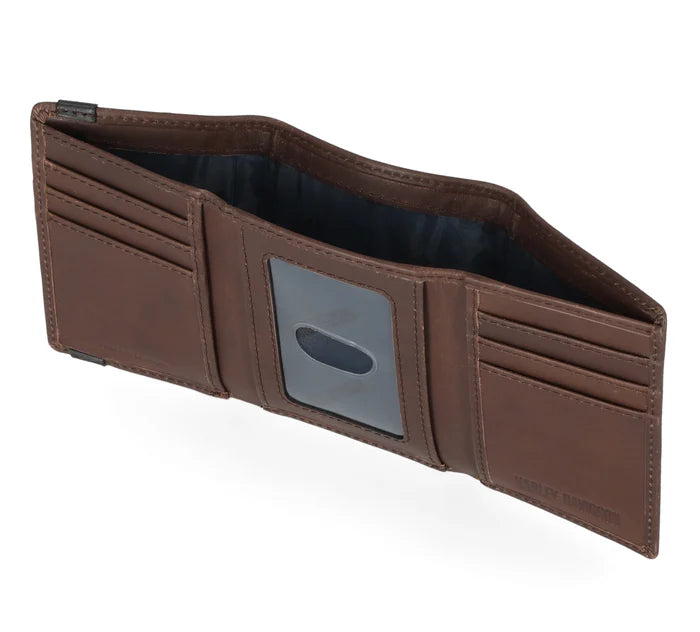 Harley-Davidson® Men's Crazy Horse Eagle Trifold -Brown