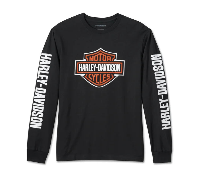 Men's Bar & Shield Long Sleeve Tee - Black