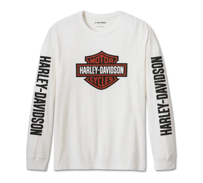 Men's Bar & Shield Long Sleeve Tee - White