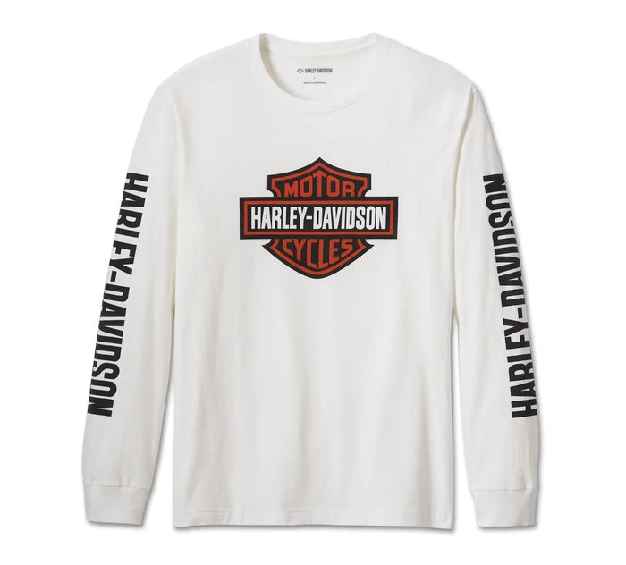 Men's Bar & Shield Long Sleeve Tee - White