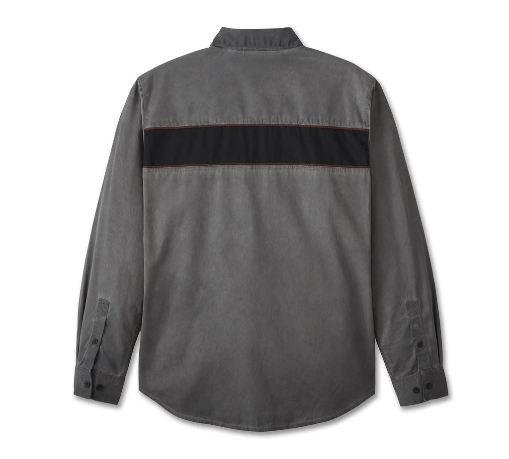 Harley-Davidson Mens Iron Bond Long Sleeve Shirt - Colourblock Blackened Pearl