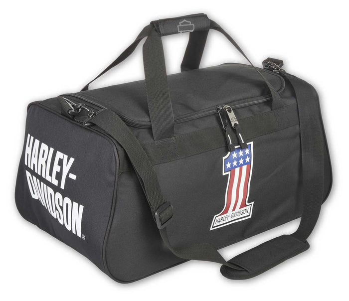 Harley-Davidson® #1 RWB Logo Sports Duffel Bag w/ Strap - Black 99418-NUMBER1