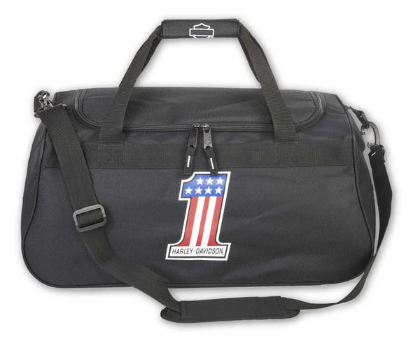 Harley-Davidson® #1 RWB Logo Sports Duffel Bag w/ Strap - Black 99418-NUMBER1
