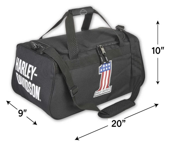 Harley-Davidson® #1 RWB Logo Sports Duffel Bag w/ Strap - Black 99418-NUMBER1