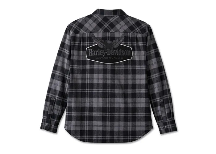 Men's Flying Eagle Zip-Up Flannel - Black Plaid