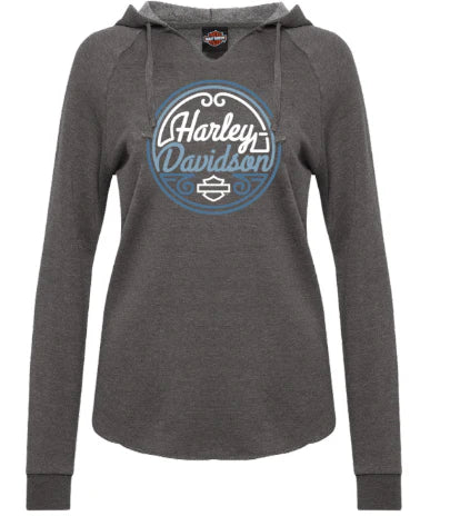Harley-Davidson® Women's Ripple Raw Edge Pullover Hoodie | Shadow