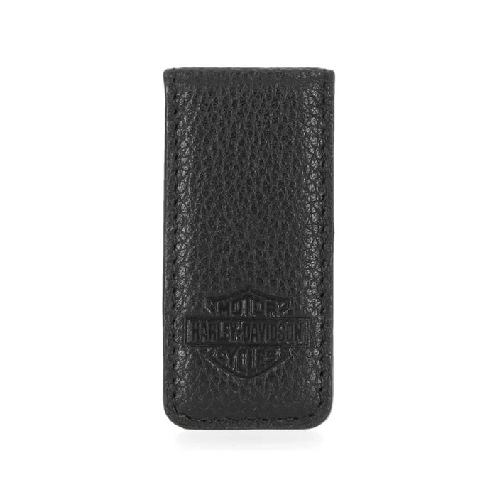 Harley-Davidson® Bar & Shield® Money Clip - Black Leather - Magnetic Close