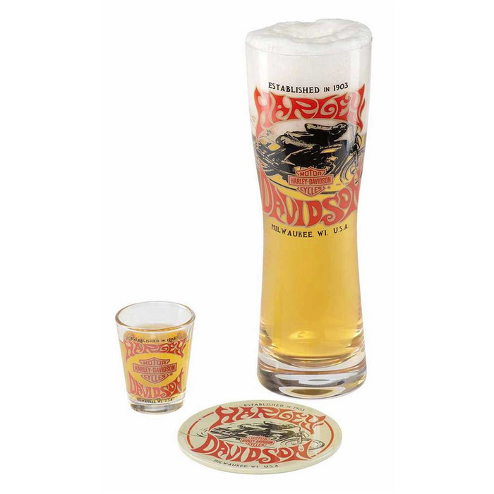 Harley-Davidson 1970s Racer Pilsner & Shot Glass Gift Set HDL-18822