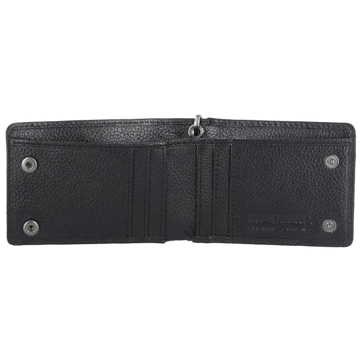 Harley-Davidson® Men's Bar & Shield Rubber Patch Bi-Fold Leather Wallet - Black
