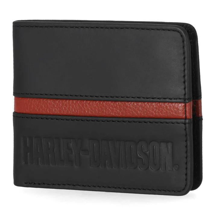 Harley-Davidson® Men's H-D Center Block Passcase Bi-Fold Leather Wallet - Black