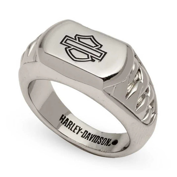 Harley-Davidson® Men's Bar & Shield Dimensional Chain Ring - Stainless Steel