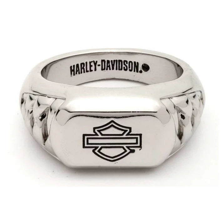 Harley-Davidson® Men's Bar & Shield Dimensional Chain Ring - Stainless Steel