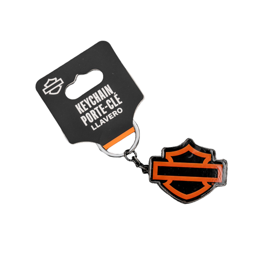 Harley-Davidson Silhouette Bar & Shield Logo Dome Key Chain Orange 4620-FH