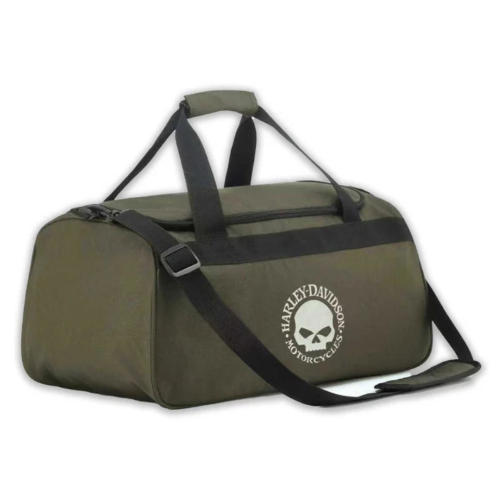 Harley-Davidson® Willie G Skull Graphic Rugged Duffel Bag, Army Green