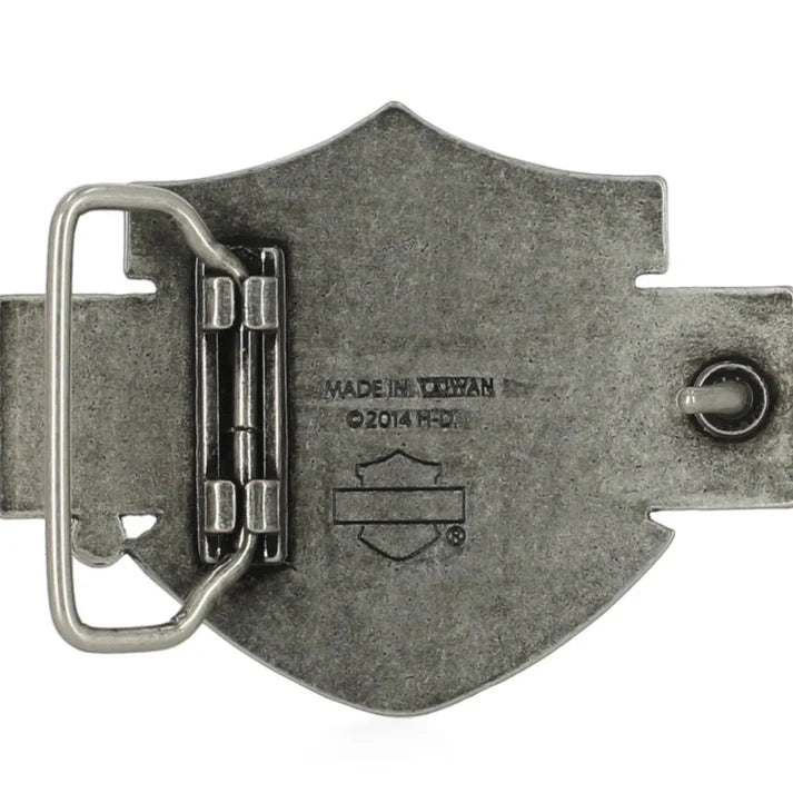 Harley-Davidson® Classic Bar & Shield Logo Nickel Finish Belt Buckle - Silver Metal