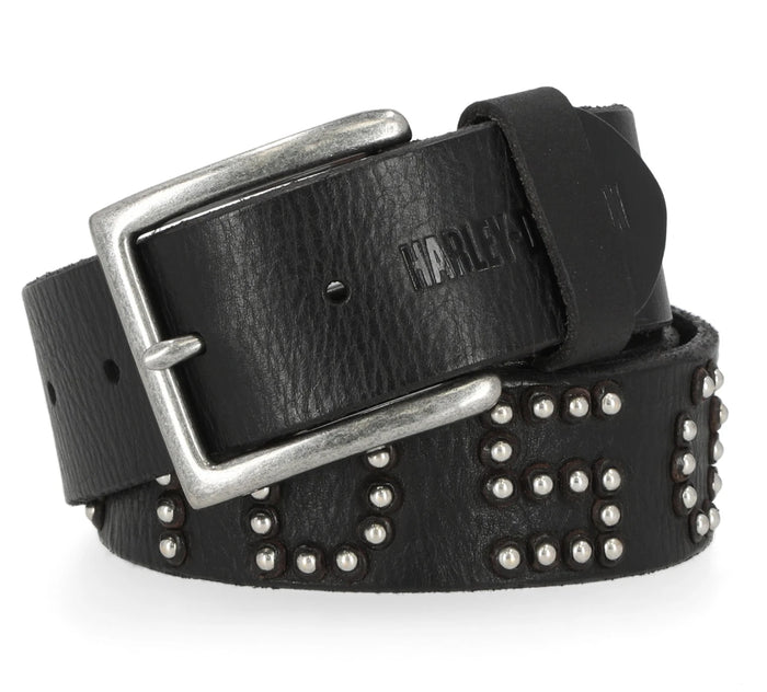 Harley-Davidson® Women's Heat Embossed Logo Genuine Leather Belt - Black