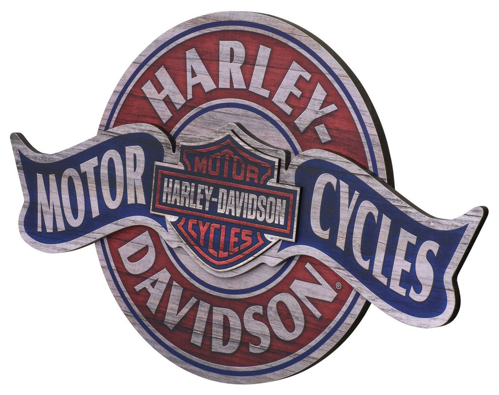 Harley-Davidson® Wooden Pub Sign, Distressed Motorcycles Banner, 22 x 14 inches