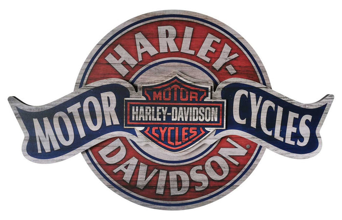 Harley-Davidson® Wooden Pub Sign, Distressed Motorcycles Banner, 22 x 14 inches