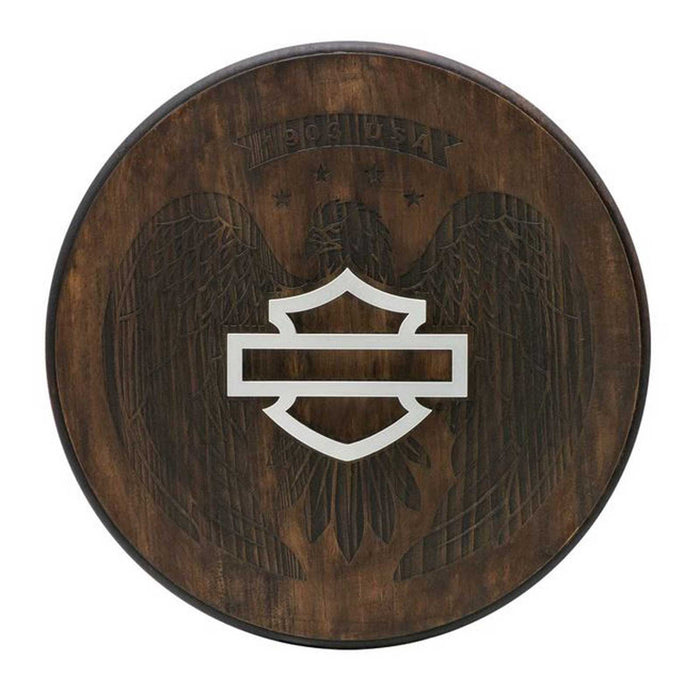 Harley-Davidson® Open Bar & Shield Eagle Pub Sign, Round Wooden Sign, Brown
