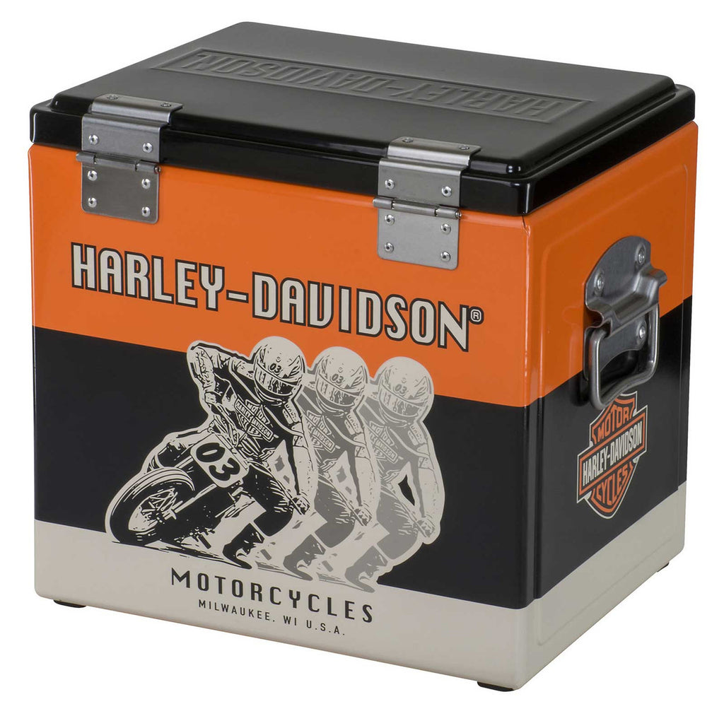 Harley-Davidson® Racing Graphics Retro 15 Liter Metal Cooler - Black & Orange