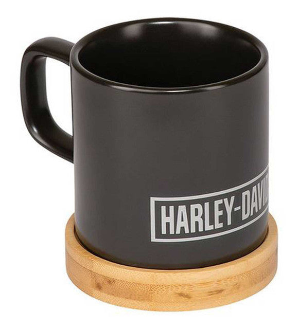 Harley-Davidson® Circle Logo Ceramic Mug w/ Coaster Set, Matte Black - 11 oz.