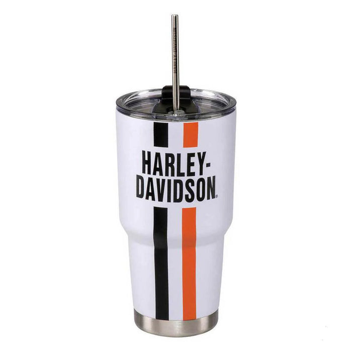 HARLEY® Stripes Tumbler w/ Straw, Double-Wall Stainless Steel - 30 oz. hdl-18617