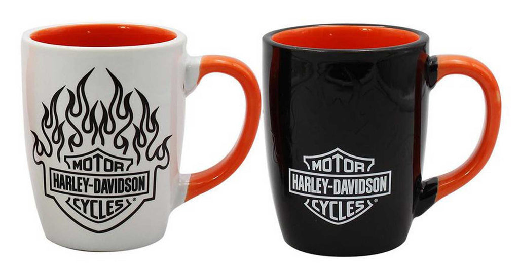 Harley-Davidson® Bar & Shield Flames Ceramic Mug Set - 15 oz. - Color Change