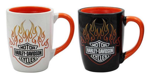 Harley-Davidson® Bar & Shield Flames Ceramic Mug Set - 15 oz. - Color Change